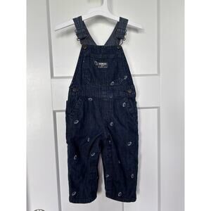 OshKosh B’gosh‎ Football Embroidered Denim Overalls Blue Size 18M